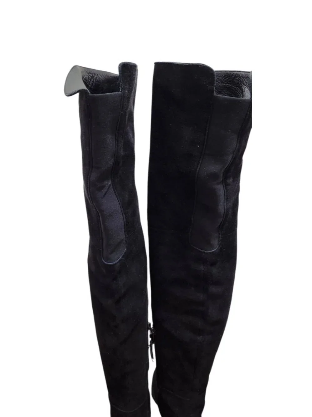 Stuart Weitzman 5.5 M Black Suede Over The Knee Boots Low Heel Tall Zip OTK